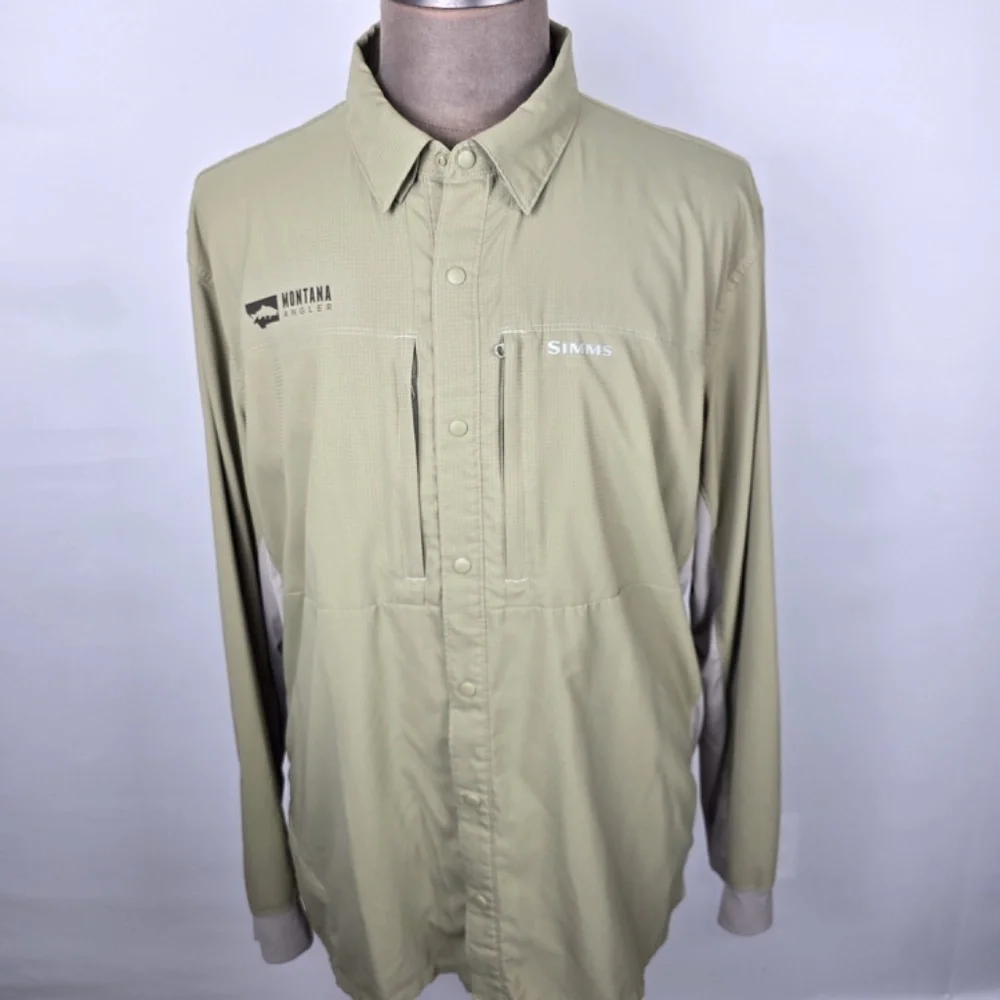 Simms Intruder BiComp Featherlight Fishing Long-Sleeve Shirt Mens XXL -Tan